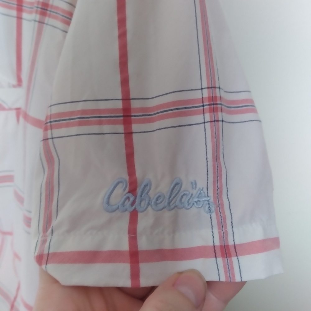 Cabela's Short Sleeve Red and White Plaid Button Down Shirt Size XL - Picture 6 of 9